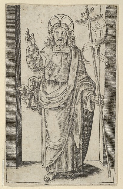 Christ, right hand raised in the gesture of blessing, from "Piccoli Santi" (Small Saints)