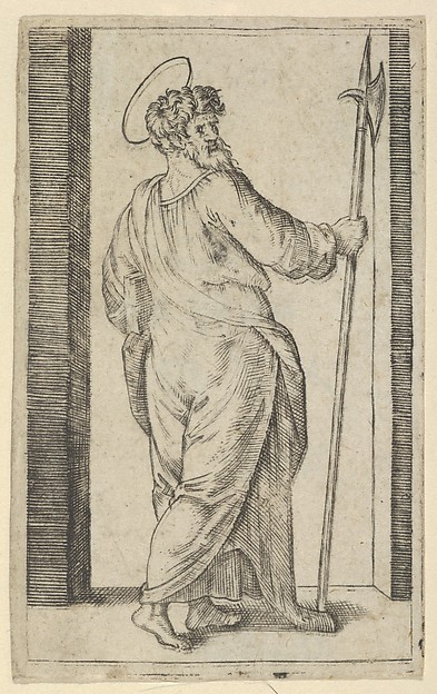 Saint Jude, holding a halberd in his right hand, from "Piccoli Santi" (Small Saints)