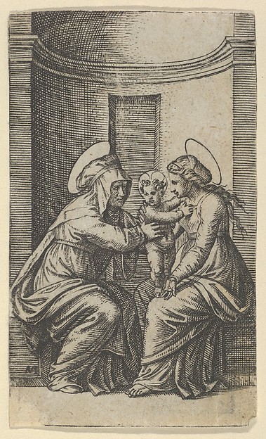 Saint Anne and the Virgin with the Infant Christ by Marcantonio Raimondi