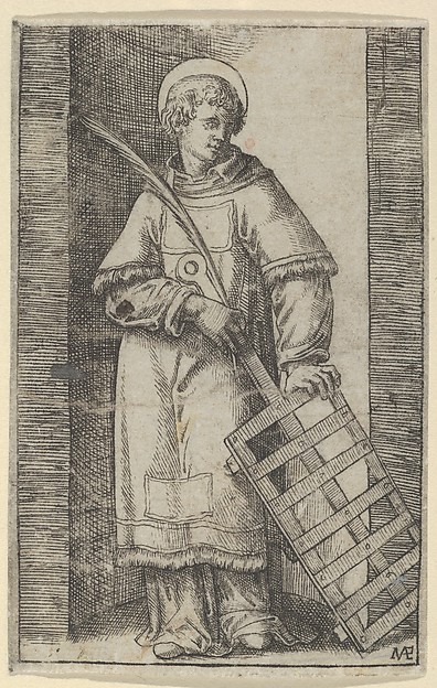 Saint Vincent, left hand resting on a grill, from "Piccoli Santi" (Small Saints)
