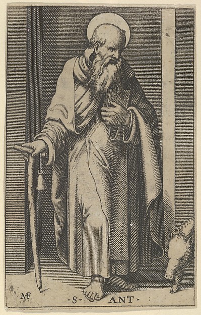 Saint Anthony, a staff in his right hand, from "Piccoli Santi" (Small Saints)