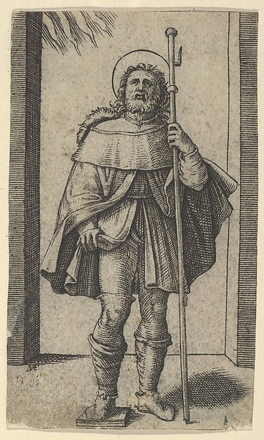 Saint Roch staff in his left hand, from "Piccoli Santi" (Small Saints)