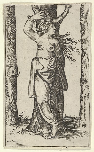 Saint Agatha tied to a tree, her breasts have been cut off, from the series 'Piccoli Santi' (Small Saints)