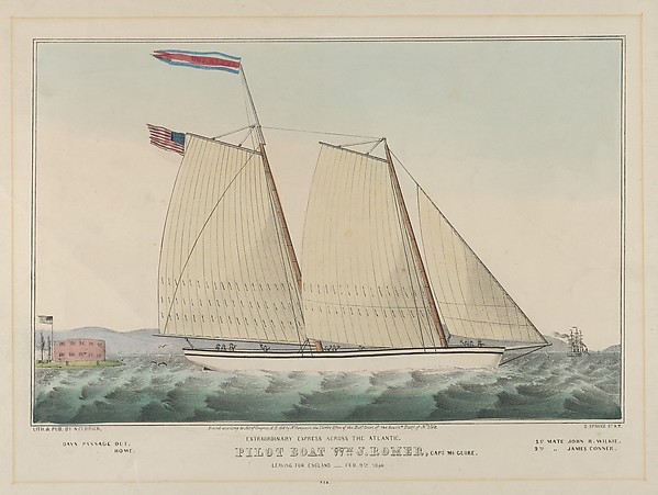 Extraordinary Express Across the Atlantic – Pilot Boat Wm. J. Romer, [commanded by] Captain McGuire, Leaving for England, February 9th, 1846