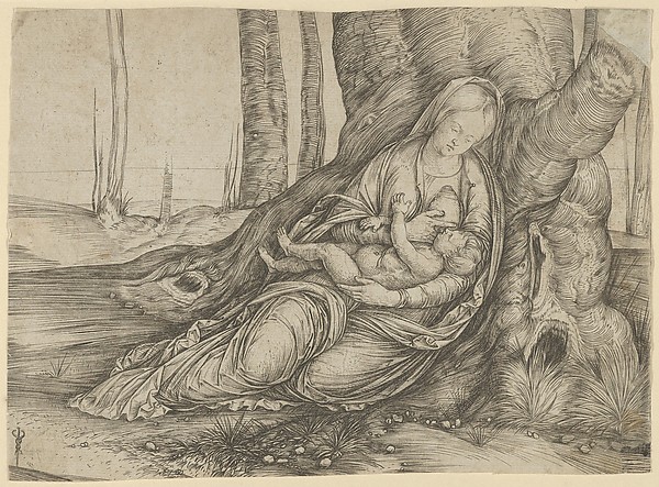 The Madonna nursing the Christ Child at the foot of a tree by Jacopo de' Barbari