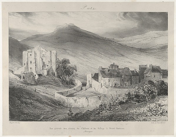 General View of Castle Ruins and of The Village of Saint-Necataire