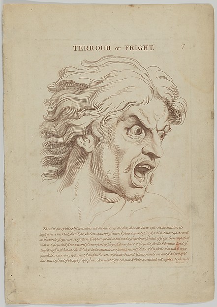 Terrour or Fright (from "Heads Representing the Various Passions of the Soul; as they are Expressed in the Human Countenance: Drawn by that Great Master Monsieur Le Brun")