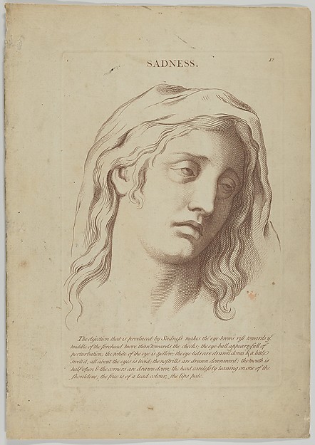Sadness (from "Heads Representing the Various Passions of the Soul; as they are Expressed in the Human Countenance: Drawn by that Great Master Monsieur Le Brun")
