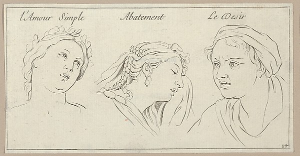 l'Amour simple, Abattement, Le Desir (from "Caractères des passions, gravés sur les desseins de l'illustre Monsieur le Brun")