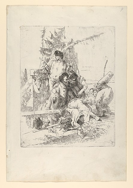Two Figures Attentive to Punchinello, with Others, from the Scherzi