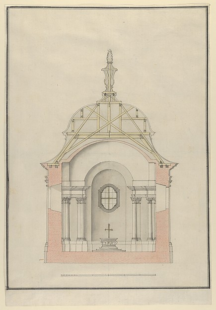 Cross Section of a Baroque Church or Chapel with a Bell-shaped Roof