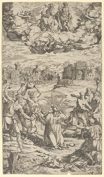 The Stoning of Saint Stephen by Domenico del Barbiere