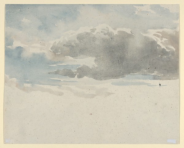 Study of clouds (recto). Study of an elder bush by a fence (verso)