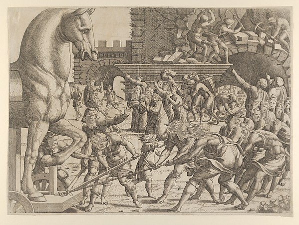 The Trojans Bring the Wooden Horse into Their City