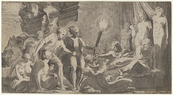 Hercules surprising Fanus who mistook him for Omphale