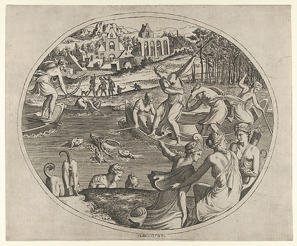 Diana and Her Nymphs Pursuing a Stag, from "Three Prints on Hunting and Fishing"