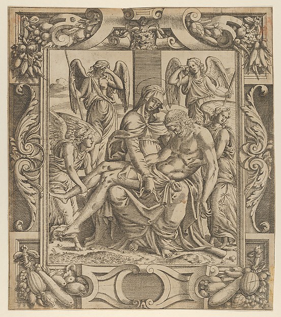 Pietà in an Ornamental Frame by Jean Mignon