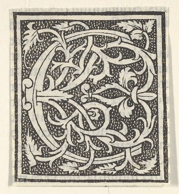 Initial letter C on patterned background