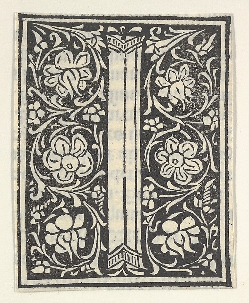 Initial letter I with flowers