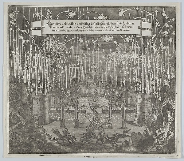 Fireworks celebrating the marriage of Emperor Leopold I and Margarita, Vienna 1666