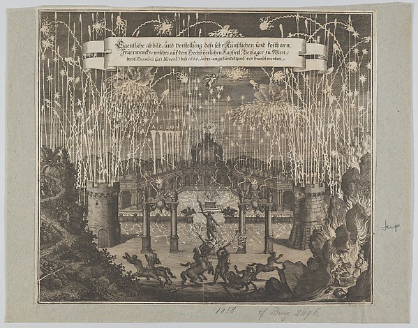 Fireworks celebrating the marriage of Emperor Leopold I and Margarita, Vienna 1666