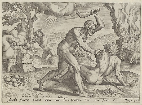 Cain murdering Abel, plate 2 from "The Story of Cain and Abel" by Johann Sadeler I