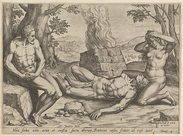 Adam and Eve mourning the death of Abel, plate 3 from "The Story of Cain and Abel"