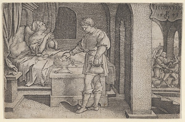 Tobiolus Makes a Propitiatory Sacrifice, from "The Story of Tobias" by Georg Pencz