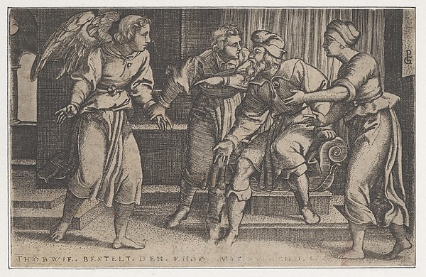 Tobias and the Archangel Raphael, from The Story of Tobias by Georg Pencz