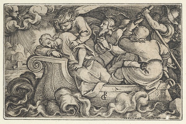 Christ Sleeping During the Storm on Lake Tiberias, from "The Story of Christ" by Georg Pencz