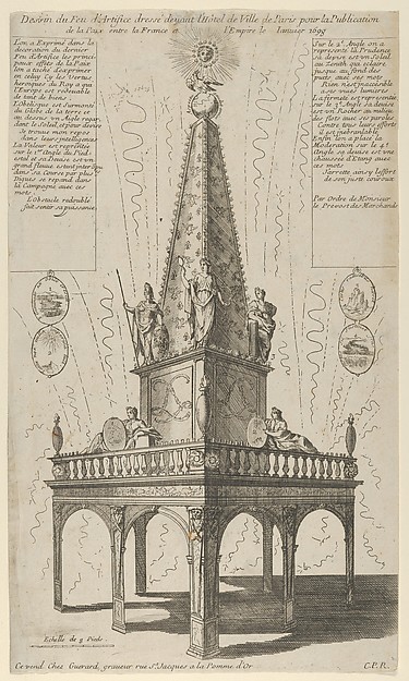 Fireworks celebrating the peace between France and the Empire, January 1698