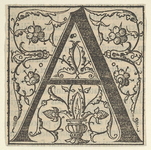 Initial letter A with garlands