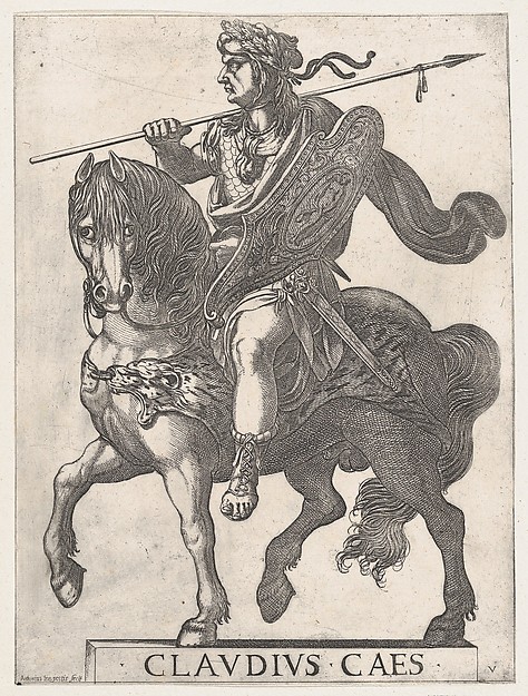 Plate 5: Emperor Claudius on Horseback, from 'The First Twelve Roman Caesars'