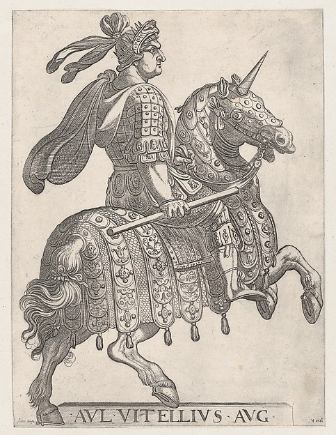 Plate 9: Emperor Vitellus on Horseback, from  'The First Twelve Roman Caesars'