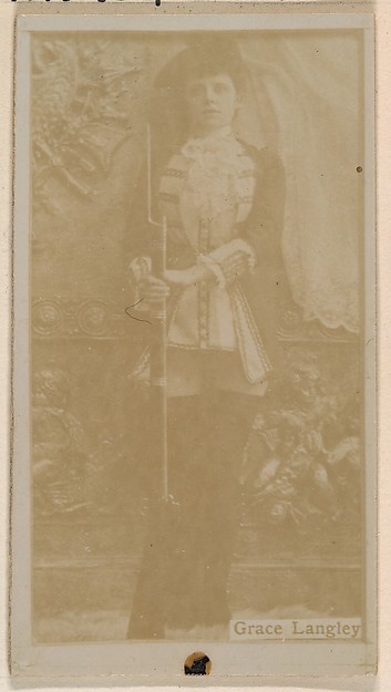 Grace Langley, from the Actresses series (N245) issued by Kinney Brothers to promote Sweet Caporal Cigarettes