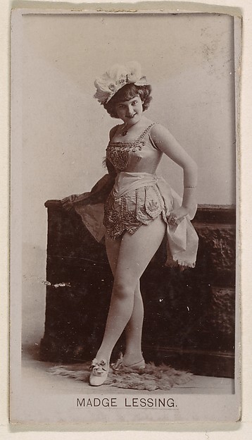 Madge Lessing, from the Actresses series (N245) issued by Kinney Brothers to promote Sweet Caporal Cigarettes