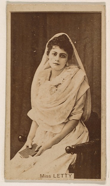 Miss Letty, from the Actresses series (N245) issued by Kinney Brothers to promote Sweet Caporal Cigarettes