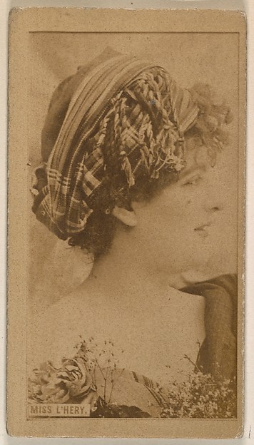 Miss L'Hery, from the Actresses series (N245) issued by Kinney Brothers to promote Sweet Caporal Cigarettes