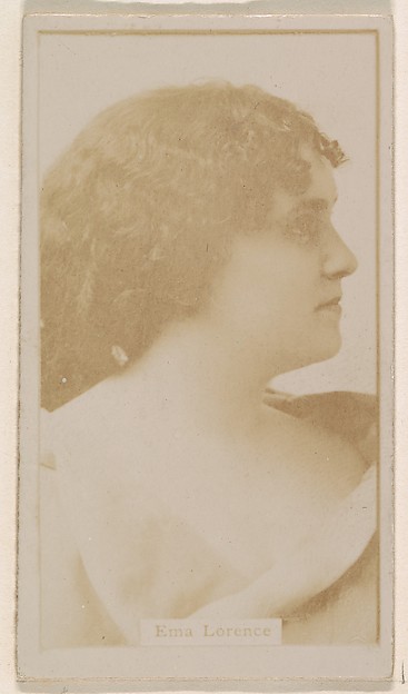 Ema Lorence, from the Actresses series (N245) issued by Kinney Brothers to promote Sweet Caporal Cigarettes