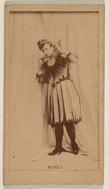 Miss Manola, from the Actresses series (N245) issued by Kinney Brothers to promote Sweet Caporal Cigarettes