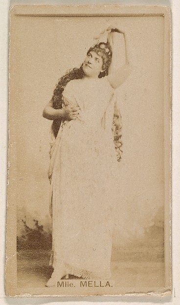 Mlle. Mella, from the Actresses series (N245) issued by Kinney Brothers to promote Sweet Caporal Cigarettes