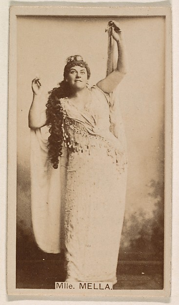 Mlle. Mella, from the Actresses series (N245) issued by Kinney Brothers to promote Sweet Caporal Cigarettes