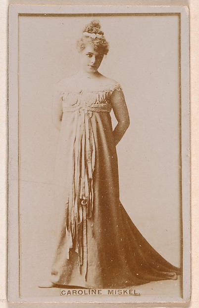 Caroline Miskel, from the Actresses series (N245) issued by Kinney Brothers to promote Sweet Caporal Cigarettes