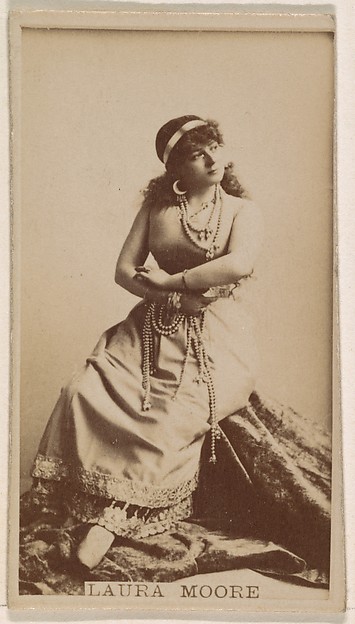 Laura Moore, from the Actresses series (N245) issued by Kinney Brothers to promote Sweet Caporal Cigarettes