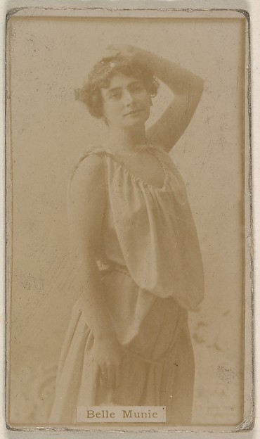 Belle Munie, from the Actresses series (N245) issued by Kinney Brothers to promote Sweet Caporal Cigarettes