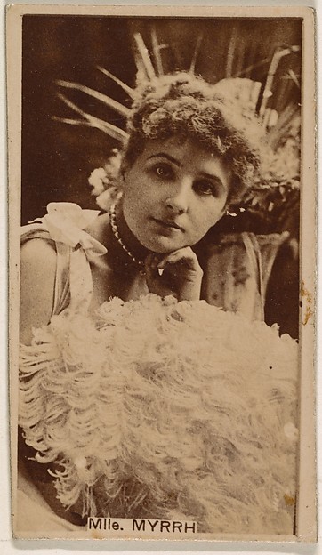 Mlle. Myrrh, from the Actresses series (N245) issued by Kinney Brothers to promote Sweet Caporal Cigarettes