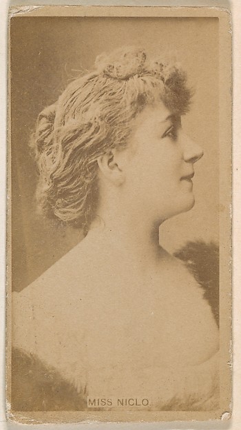 Miss Niglo, from the Actresses series (N245) issued by Kinney Brothers to promote Sweet Caporal Cigarettes