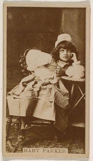 Baby Parker, from the Actresses series (N245) issued by Kinney Brothers to promote Sweet Caporal Cigarettes