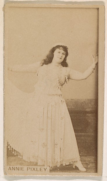 Annie Pixley, from the Actresses series (N245) issued by Kinney Brothers to promote Sweet Caporal Cigarettes