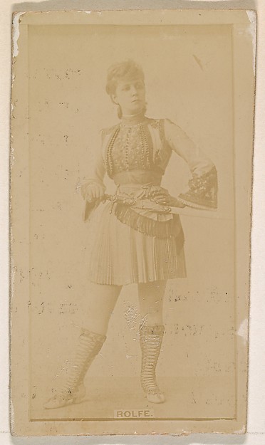 Miss Rolfe, from the Actresses series (N245) issued by Kinney Brothers to promote Sweet Caporal Cigarettes